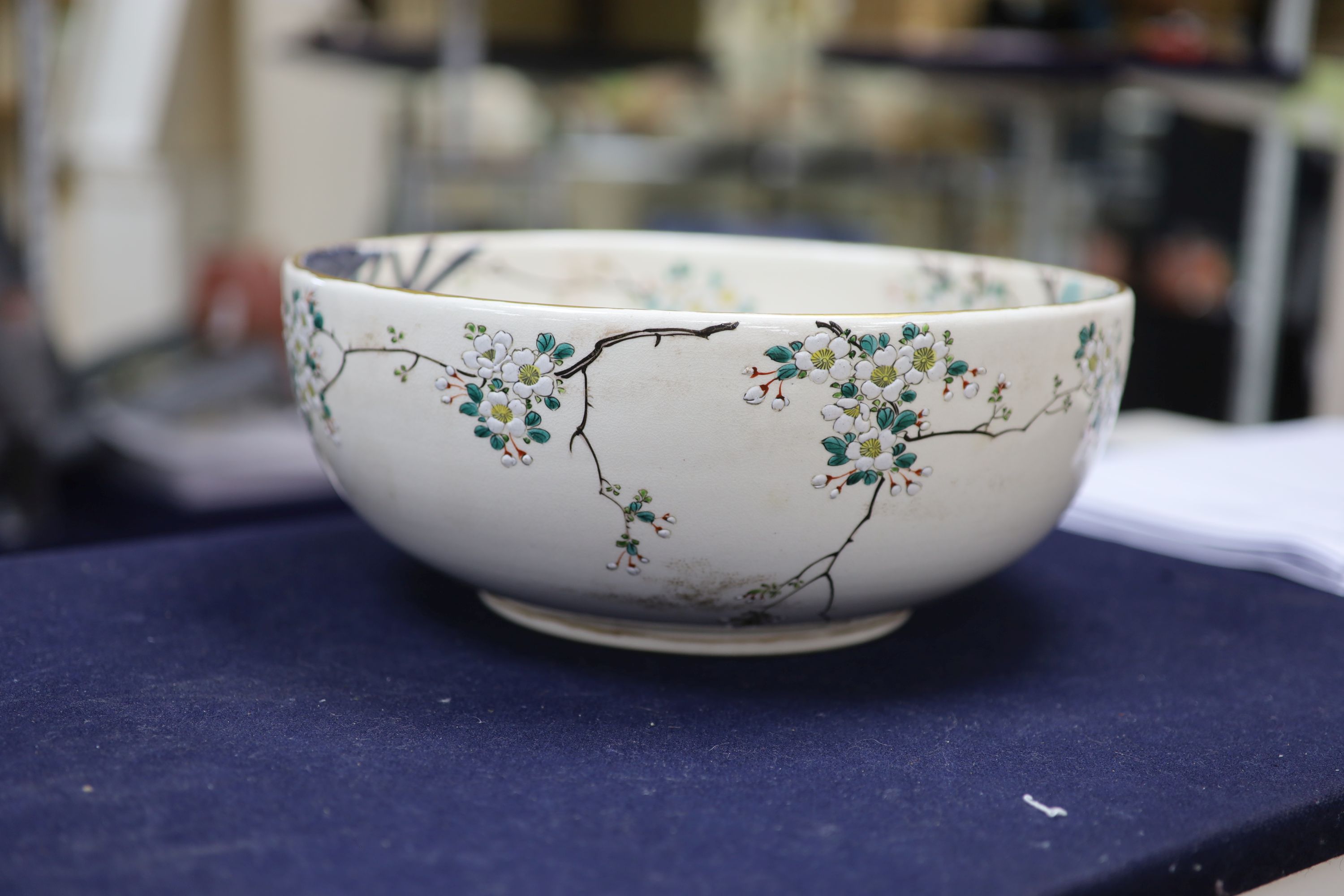 A Japanese satsuma enamelled bowl, 30cm